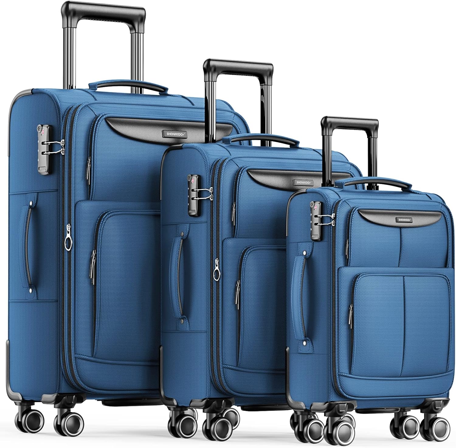 SHOWKOO Softside Luggage Sets with Expandable Capacity and Wheels