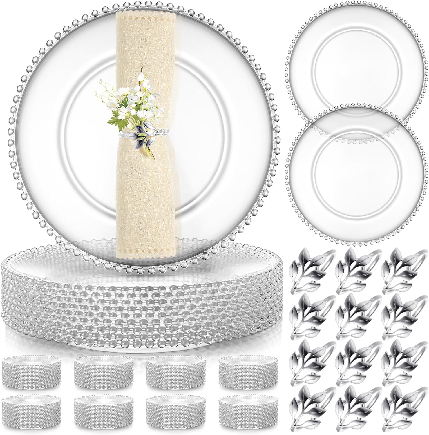 Bokon 50 Set Clear Charger Plates for Elegant Table Settings