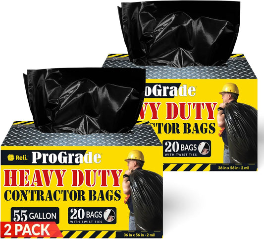 Heavy Duty Contractor Garbage Bags 55 Gallon for Tough Jobs
