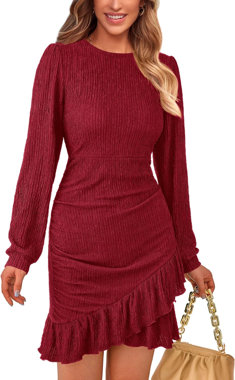 PRETTYGARDEN Women's Ruched Bodycon Mini Dress for Parties