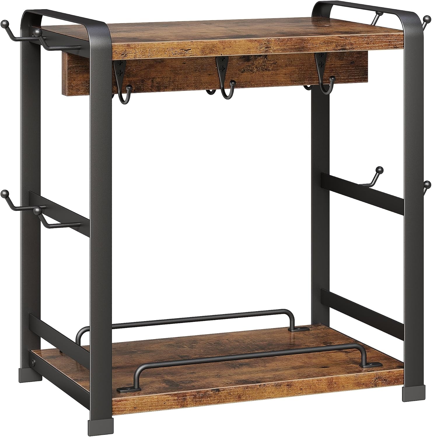 OROPY Wooden Coffee Bar Organizer with 14 Mug Hooks for Mugs