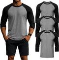 Huukeay 3 Pack Men's 3/4 Sleeve Baseball T Shirts - Moisture Wicking
