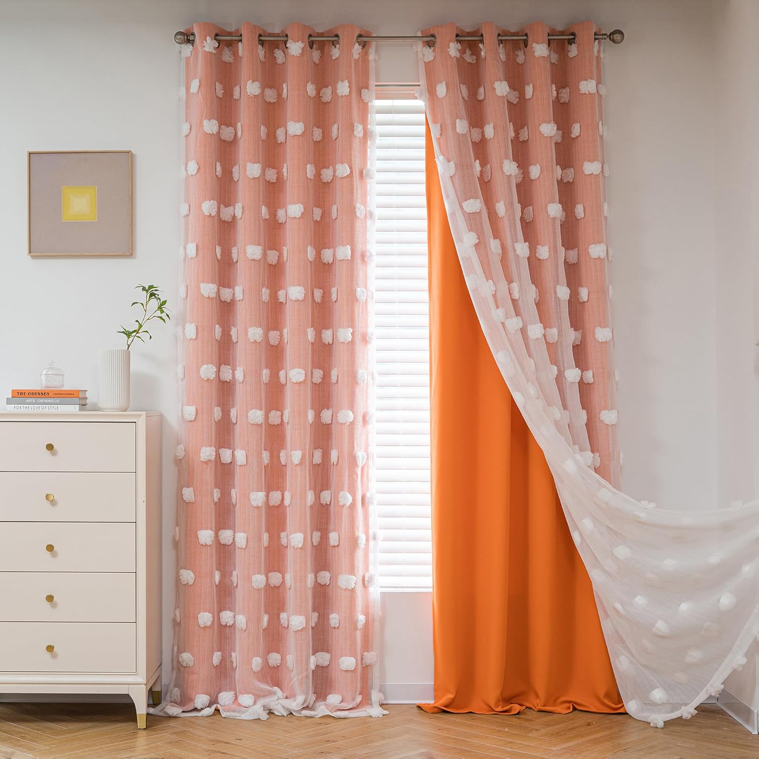 MYSKY HOME Orange Blackout Curtains for Living Room and Kids Room