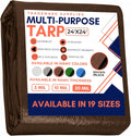 Tarp Cover Brown/Black Heavy Duty 20 mil Thick - 24ft x 24ft