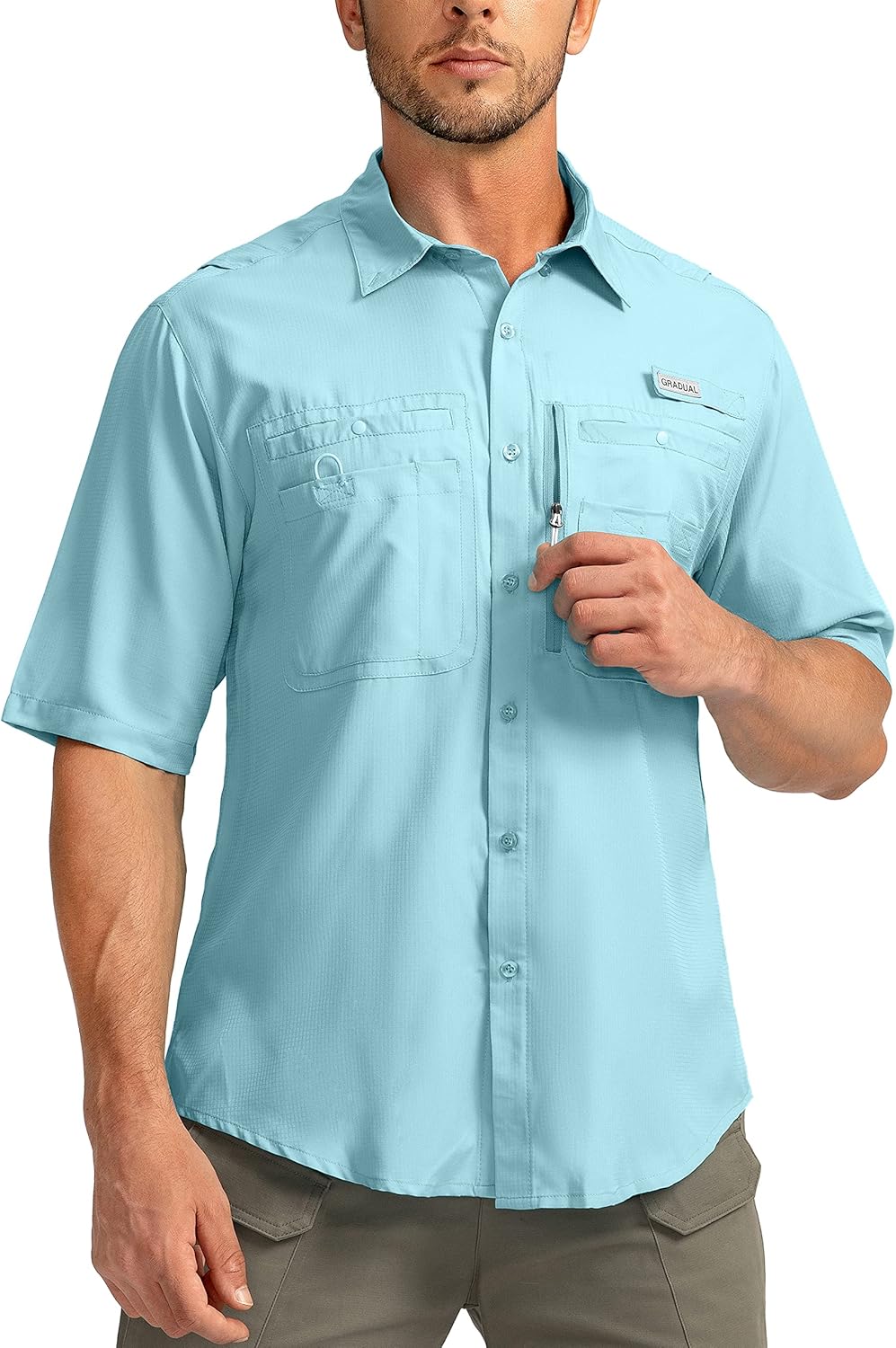 Men's Fishing Shirts with Zipper Pockets for Outdoor Comfort