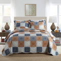 NEWLAKE Quilt Bedspread Set Queen Size - Reversible Color Block