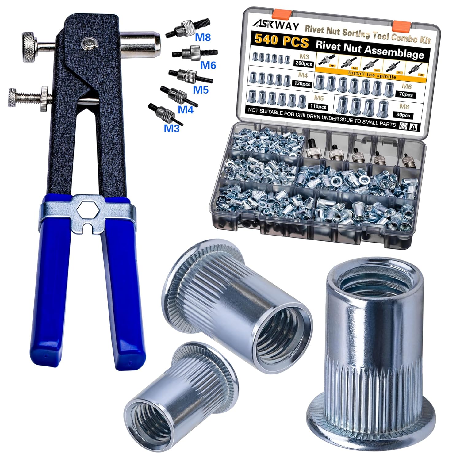 Rivet Nut Tool Kit 540Pcs for Furniture and Industrial Use