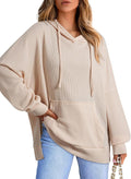 Oversized Hoodies for Women Waffle Knit Tunic - Long Sleeve Casual
