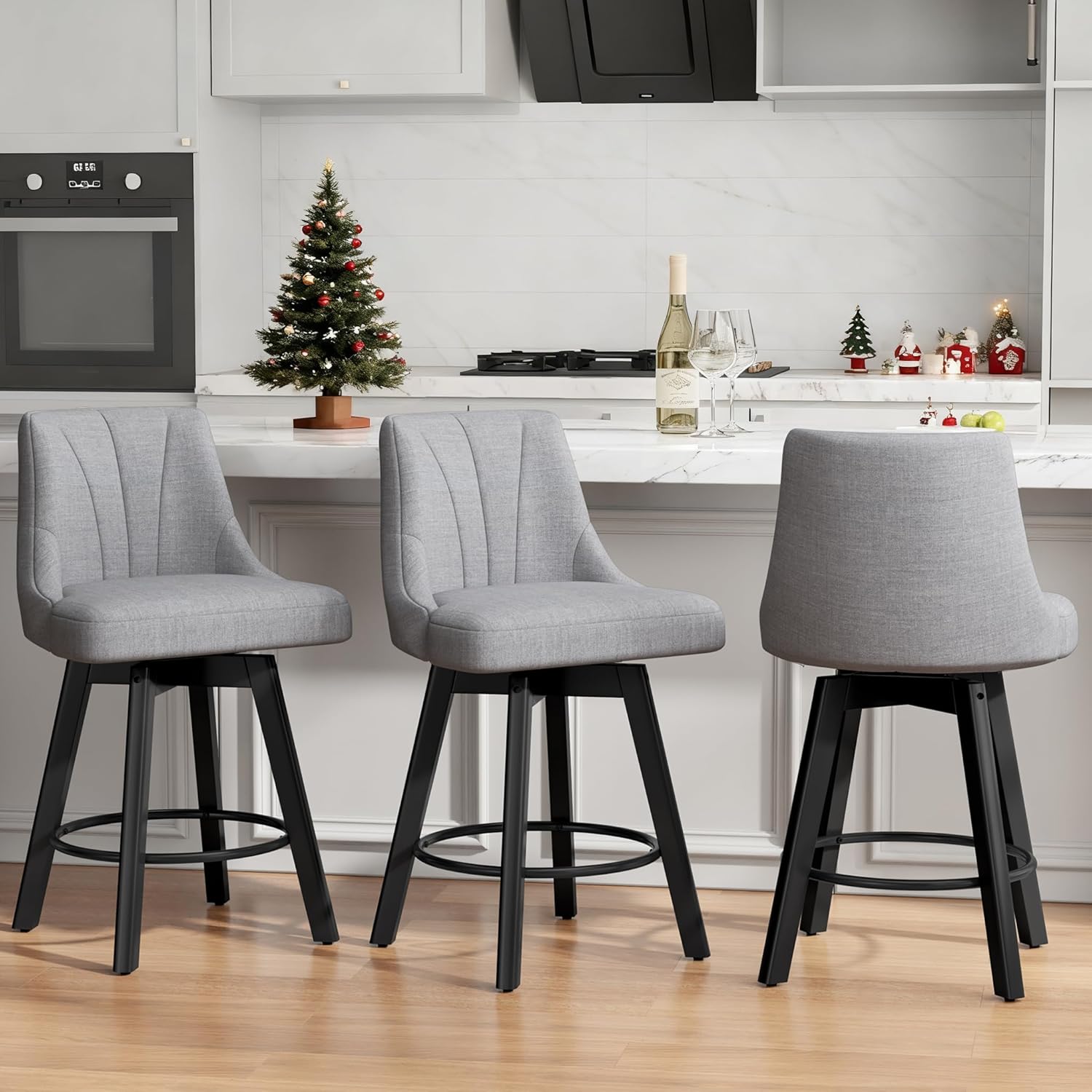 Counter Height Swivel Bar Stool Set of 3 for Kitchen Island