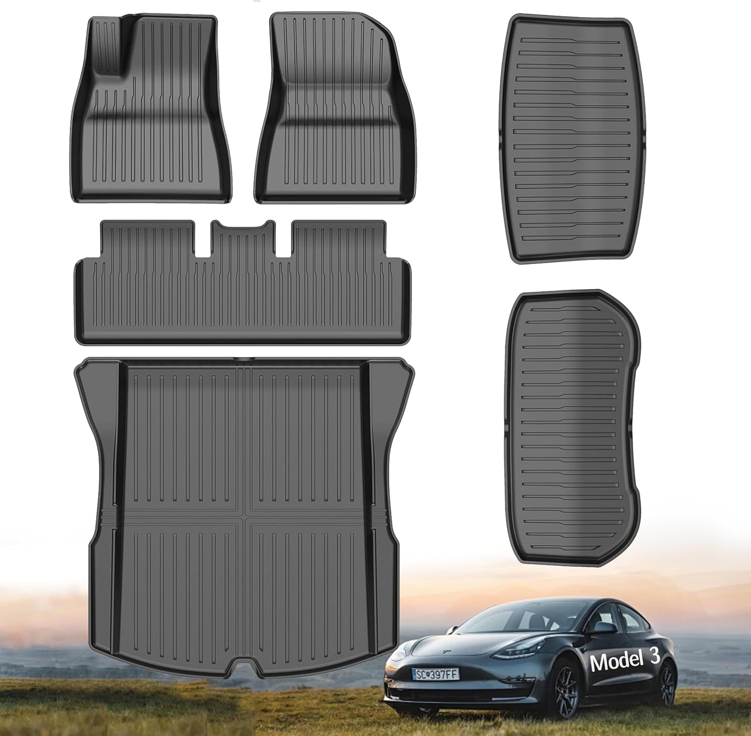 Custom Fit All-Weather Floor Mats for Tesla Model 3 2024-2025