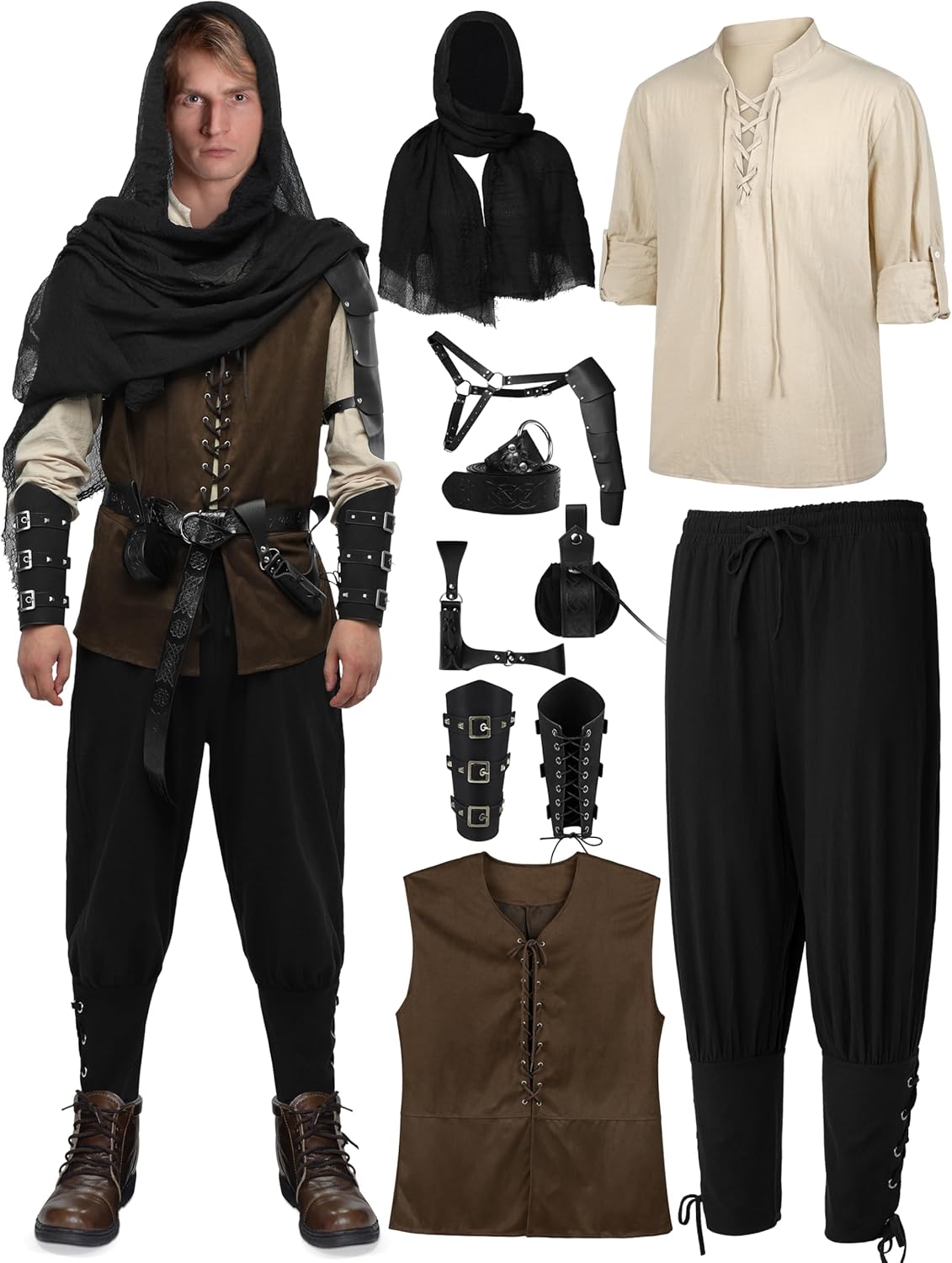 Men's Renaissance Viking Costume Set for Halloween Parties