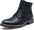 Vostey Mens Motorcycle Casual Chukka Boots - Leather, Zippered Comfort
