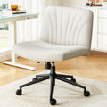 Criss Cross Chair with Wheels - Wide Armless PU Leather Office Chair