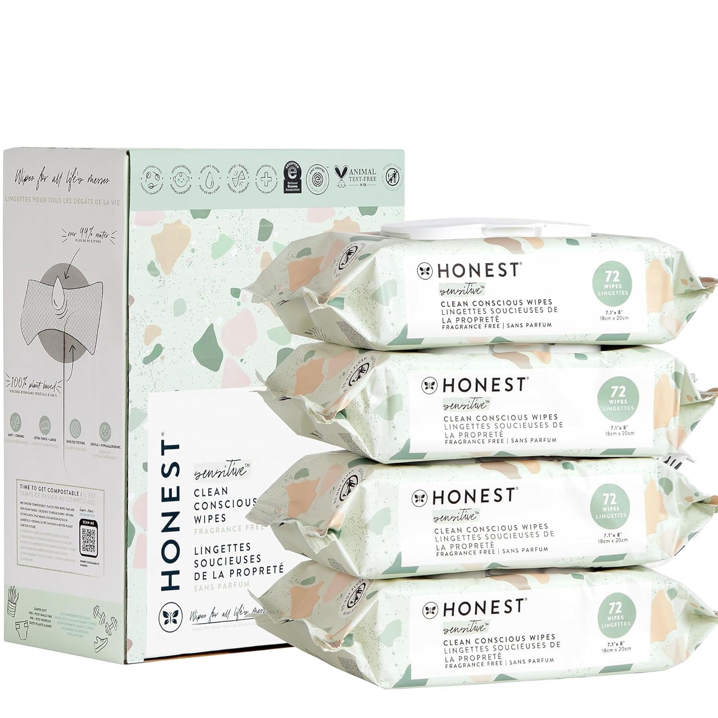 Unscented Plant-Based Wipes | Hypoallergenic, EWG Verified