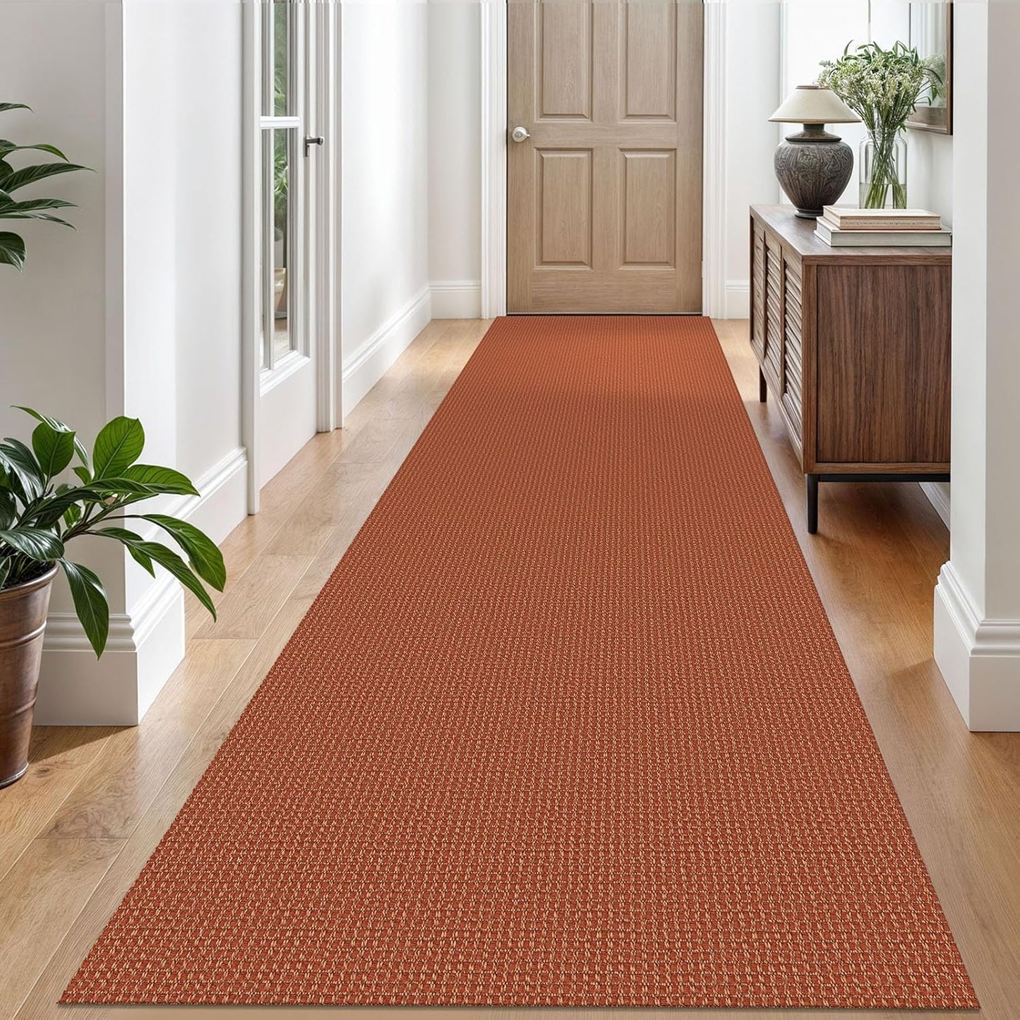 Woven Runner Rug 3x10 Ft Non Slip Rubber Backed for Hallways
