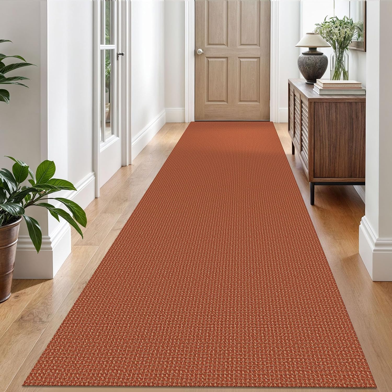 Woven Runner Rug 3x10 Ft Non Slip Rubber Backed for Hallways