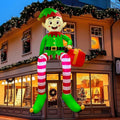 8 FT Elf Christmas Inflatable Yard Decoration - Lighted Sitting Elf