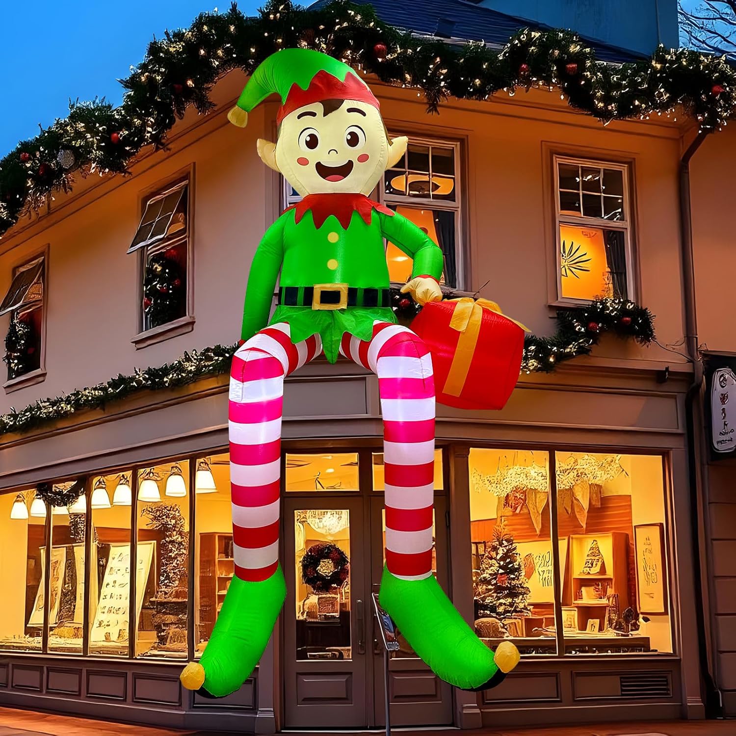 8 FT Elf Christmas Inflatables Outdoor Decoration for Yard