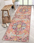 Bohemian Floral Medallion Runner Rug 2ft 8inx8ft - Machine Washable