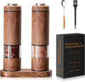 Electric Salt and Pepper Grinder Set - One-Hand Operation, Wood Grain