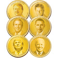 Golden Hue Colorized Modern Presidential Dollar 6-Coin Set