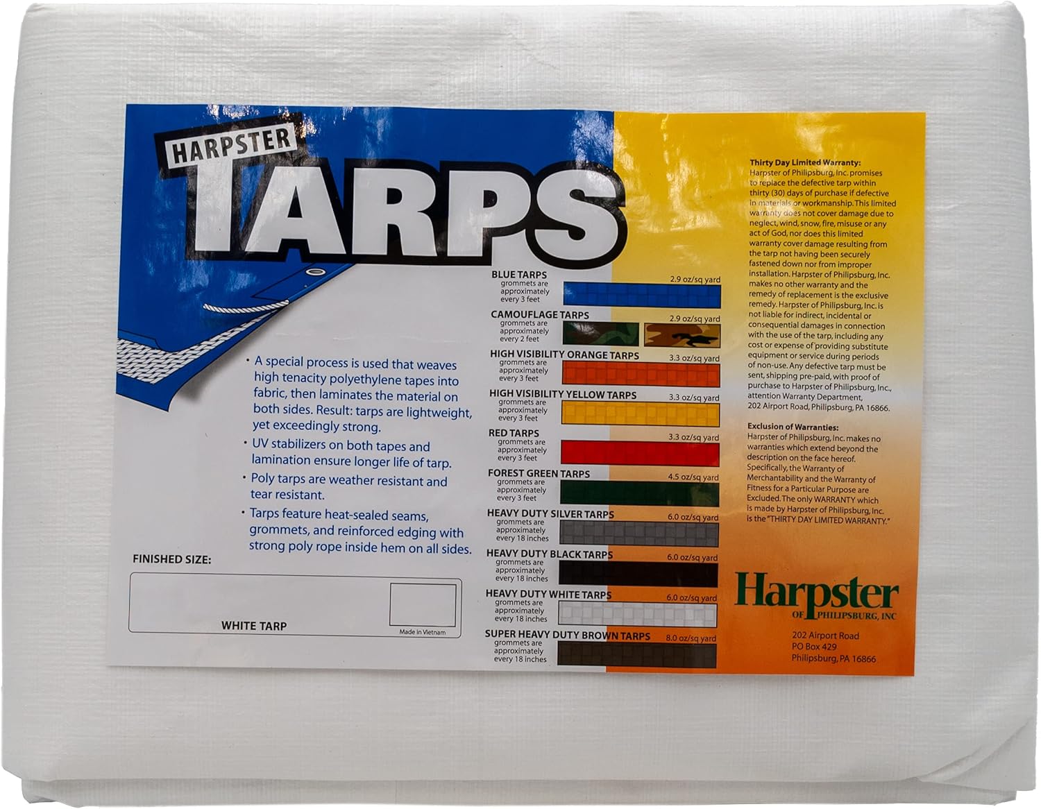 Heavy Duty 10x30 White Tarp - Thick & Durable!