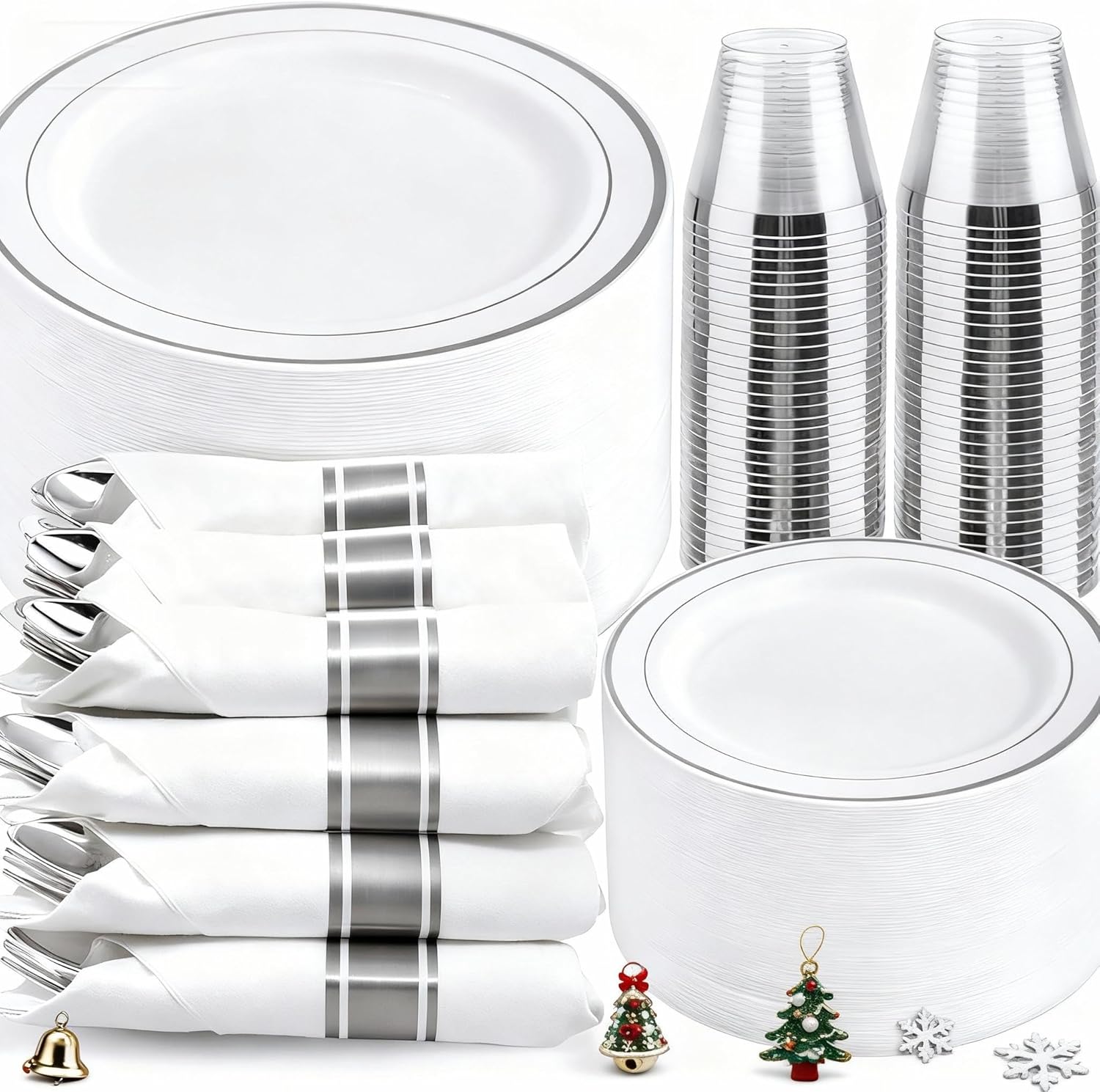 WELLIFE 350Pcs Silver Plastic Plates for 50 Guests Review