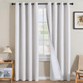 Heathered White Linen Blackout Curtains 108 in Pair - 100% Light