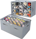 Shoe Organizer for Closet 2 Pack - Foldable Shoe Box with Clear Cover
