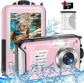 4K Waterproof Camera 56MP with 32GB Card - Compact Underwater Camera