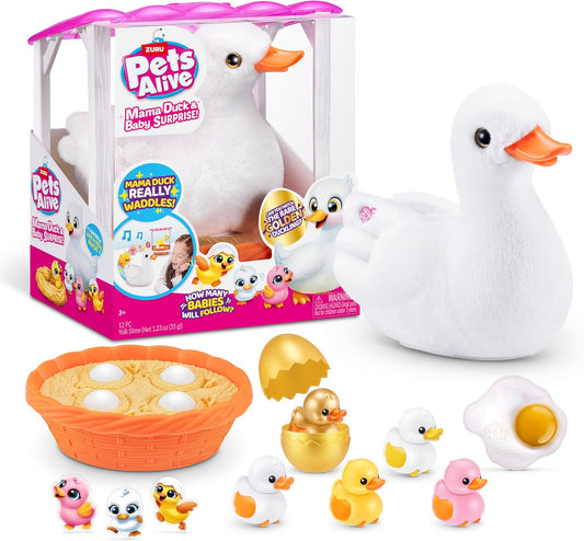 ZURU Pets Alive Mama Duck: 4 Surprise Eggs, Interactive Walking Toy
