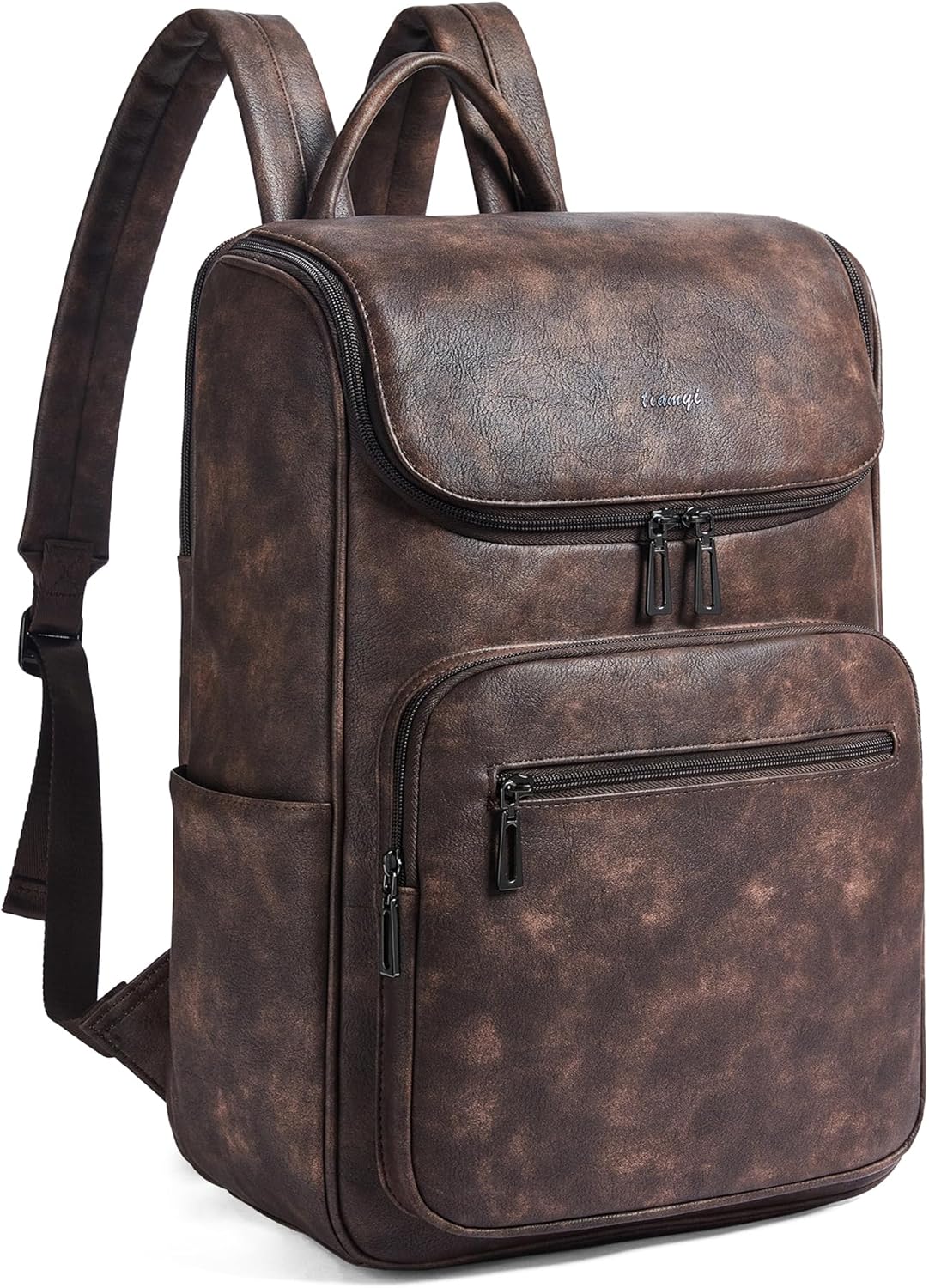 Computer Leather Backpack for Women with 15.6 inch Laptop Compartment