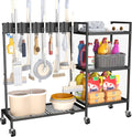 Heavy Duty Metal Cleaning Cart with Wheels - 300lb Capacity Organizer