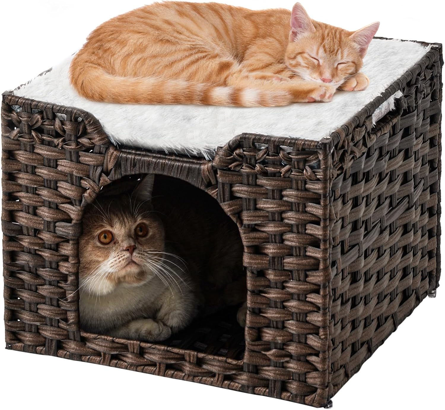 Handwoven Rattan Cat Bed Indoor Kitten House for Cozy Comfort