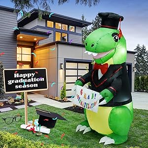 5 Feet Inflatable Dr. Dinosaur with LED Lights for Graduation Fun