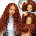 Mongolian Reddish Brown Deep Wave Lace Front Wigs for Women