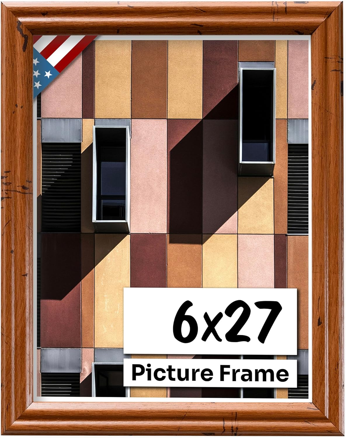 Distressed Oak 6x27 Picture Frame - Handmade Solid Wood Frame