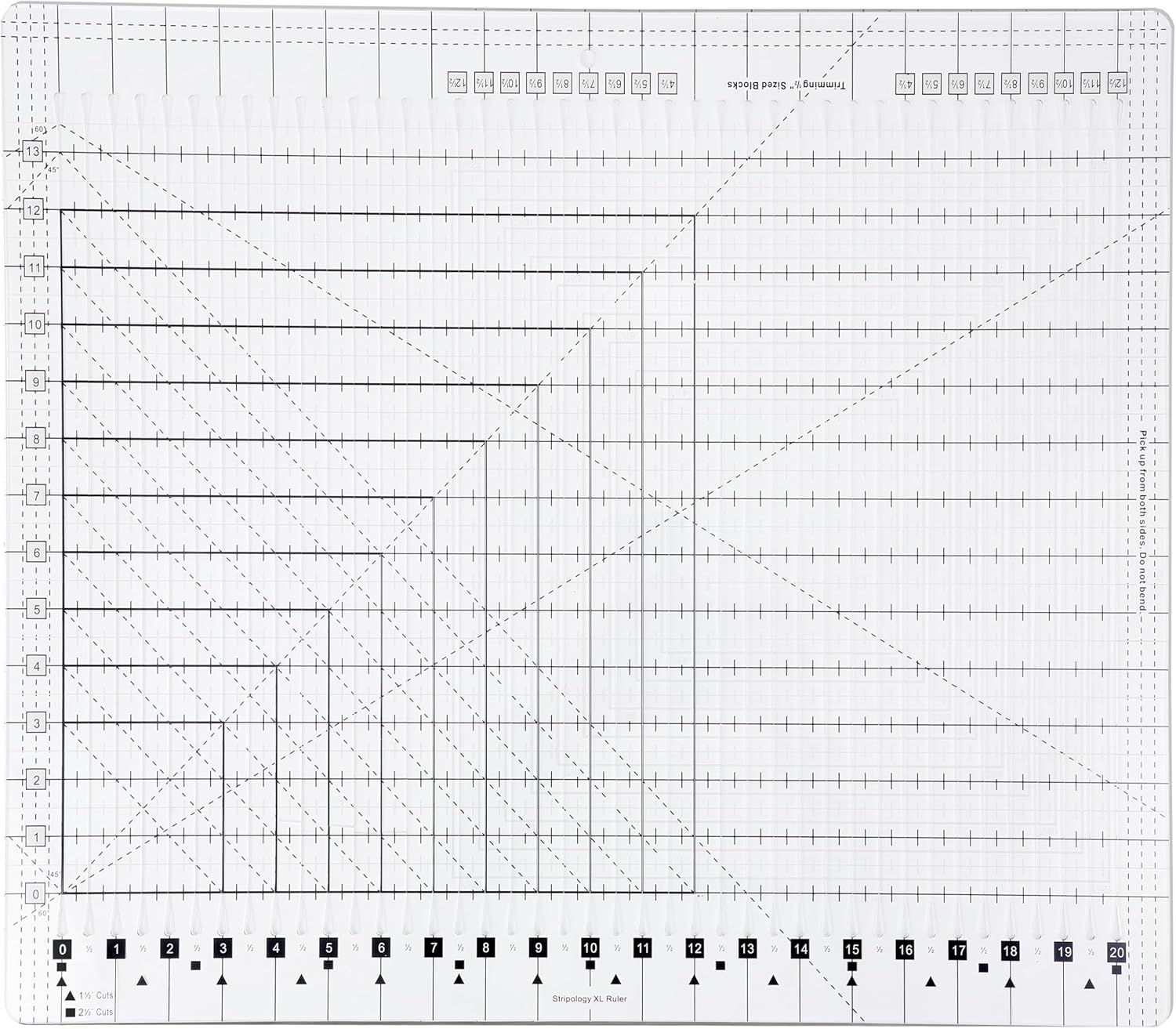 17-3/4 in x 22 in XL Slotted Quilting Ruler for Precision Sewing