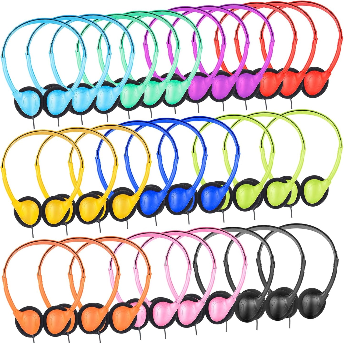 Bulk Kids Headphones 30 Pack - Classroom Essential!