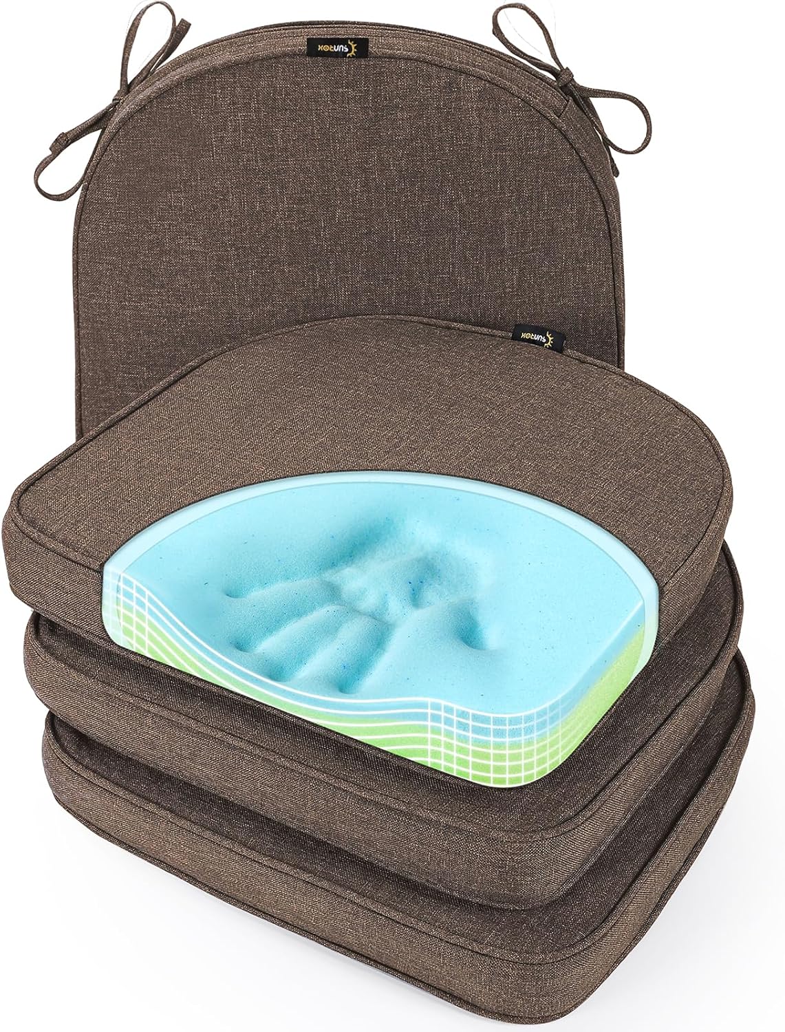 SUNROX Gel Memory Foam Chair Cushions for Indoor and Outdoor Use