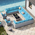 17-Piece Outdoor Patio Furniture Set with Swivel Chairs and Cushions