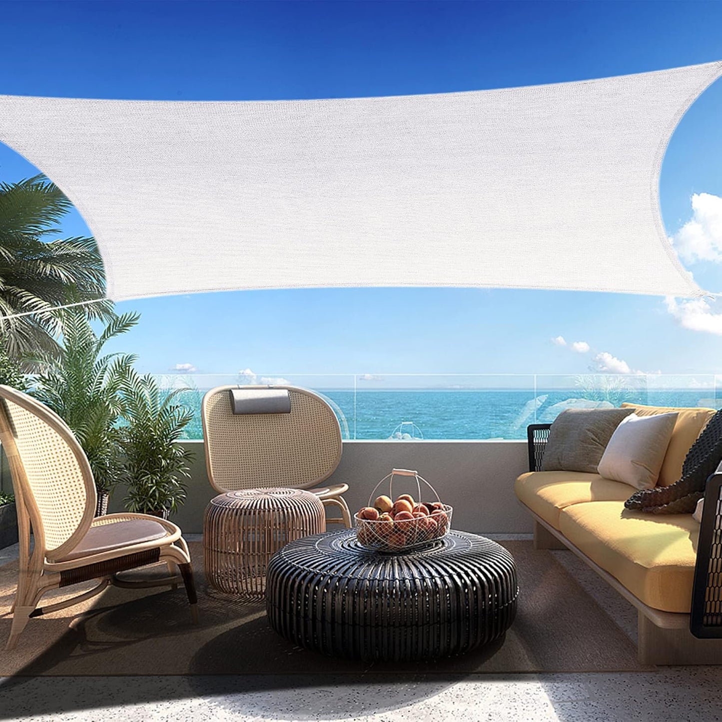 6ft x 18ft White Rectangle Sun Shade Sail for Outdoor Spaces
