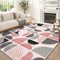MUJOO Pink Washable Rugs 8x10 for Living Room and Bedroom
