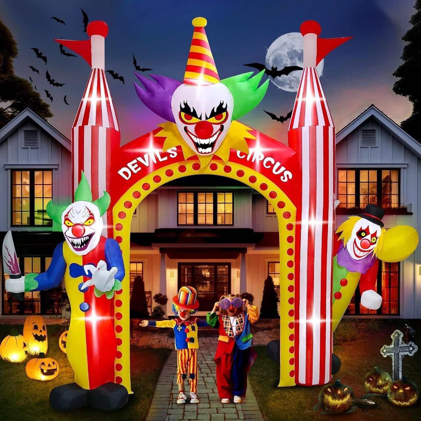 12 FT Halloween Inflatables Clown Archway for Spooky Decor