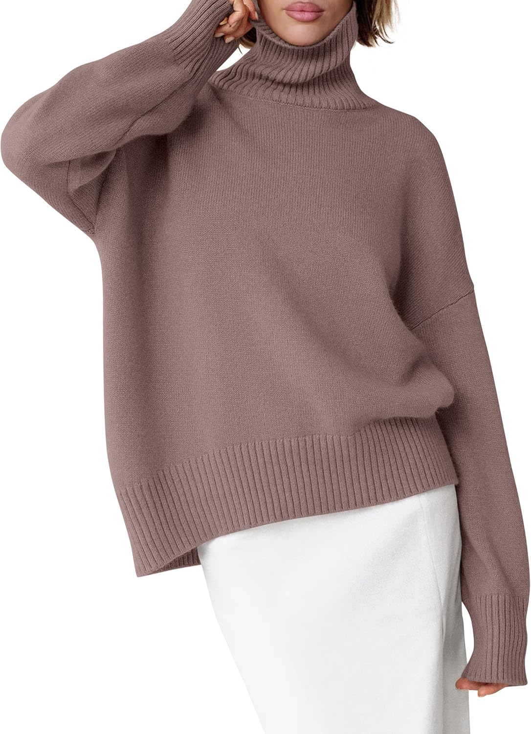 Oversized Turtleneck Sweater for Women - Cozy Knit Pullover