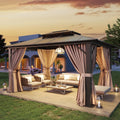 Aoxun 10ftx12ft Hardtop Gazebo - Double Roof Outdoor Pavilion