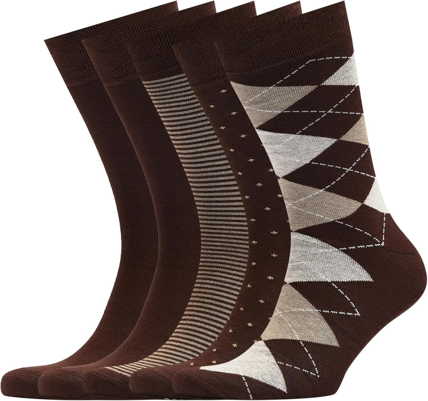 VRD Mens Dress Socks 5-Pack Assorted Patterns for Stylish Wear