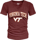 Heathered Team Color Confetti T Shirt - Soft Virginia Tech V Neck