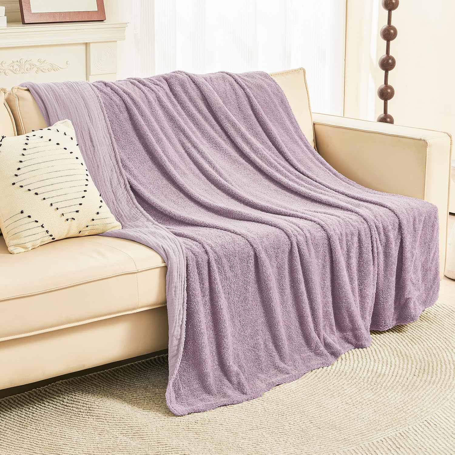 EMME Muslin and Fleece Twin Blanket Reversible for All Seasons