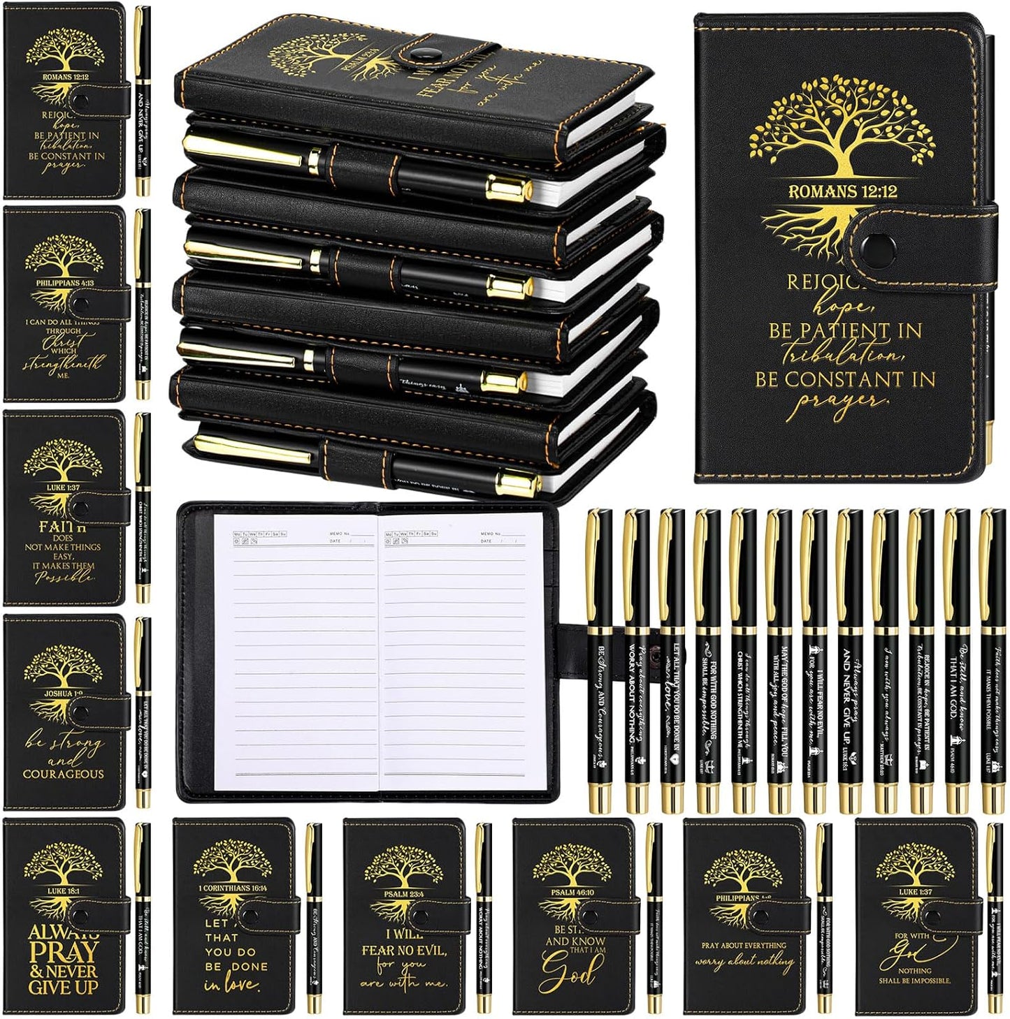 Spakon 30 Sets Christian Gifts Bulk Church Leather Notebook